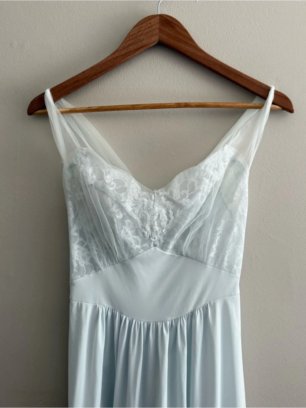 Vintage Light Blue Nylon Maxi Slip Dress Chemise Lingerie - Picture 2 of 7